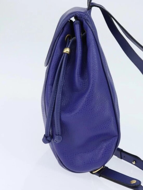 Christian Dior Backpack Leather Blue Gold Auth main image 7